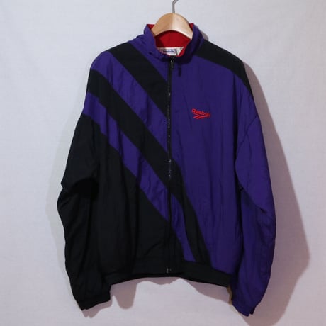 【古着】REEBOK ZIPUP NYLON JACKET Purple/Black/Red Size L