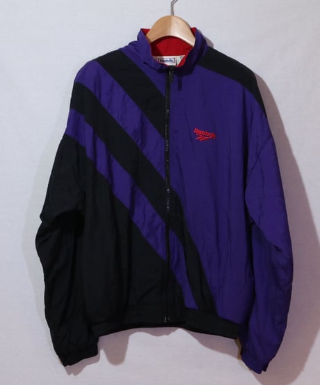 【古着】REEBOK ZIPUP NYLON JACKET Purple/Black/Red Size L