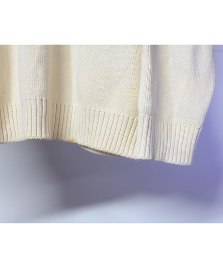 【古着】CARRIAGE COURT KNIT SWEATER US FLAG Beige Size L