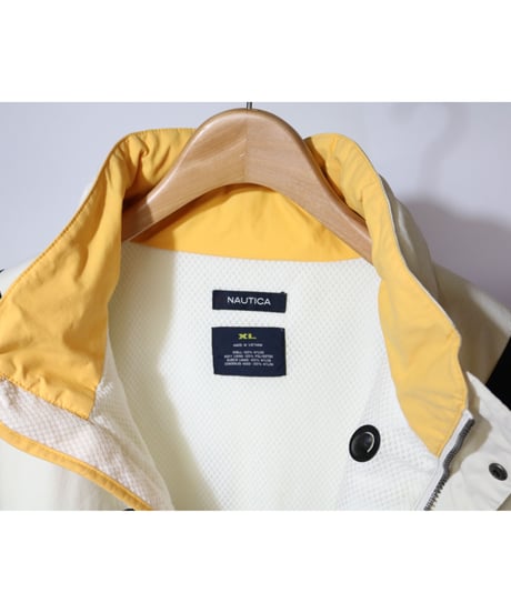 【古着】NAUTICA NYLON JACKET White/Navy/Yellow Size XL