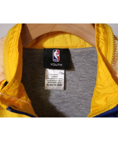 【古着】NBA GOLDEN STATE WARRIORS NYLON PULLOVER Navy/Yellow Size Youth XL