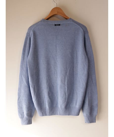 【古着】NAUTICA STRIPE KNIT SWEATER Light Blue Size M