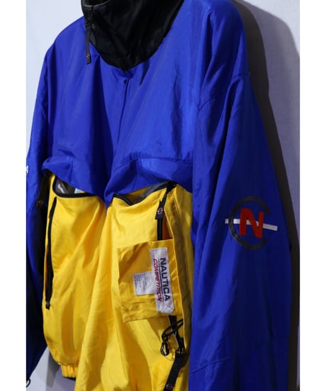 【古着】NAUTICA DOWN FLEECE REVERSIBLE JACKET Blue/Yellow/Grey Size XL