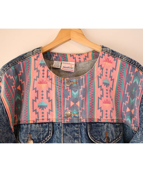 【古着】NUOVO DENIM JACKET Indigo/Pink Size M