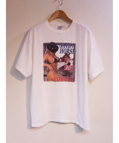 【古着】GILDAN SAVE A HORSE RIDE A COWGIRL T White XL