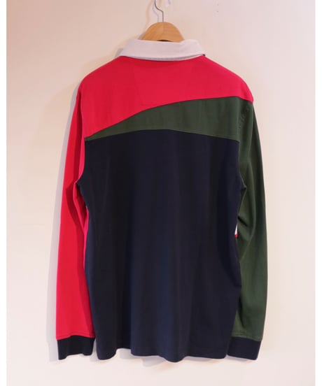 【古着】NAUTICA LS RUGBY SHIRT Red/Green/Navy Size L