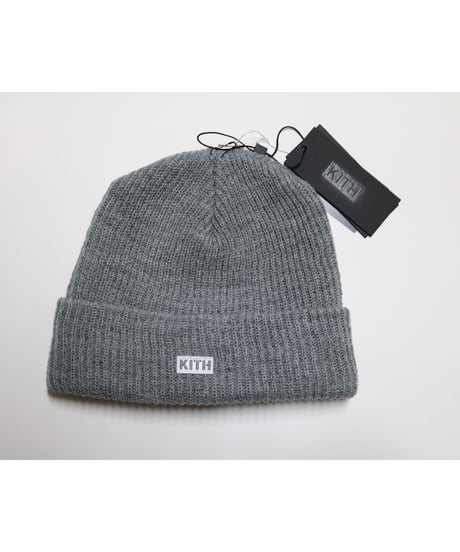 KITH Box Logo Knit Beanie Light Heather Grey