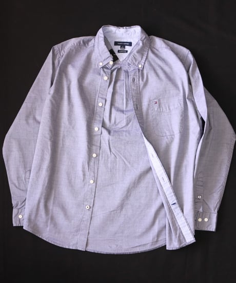 【古着】TOMMY HILFIGER PIN CHECK BD SHIRTS Grey Size M