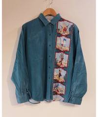 【古着】KARMAN LOONEY TUNES WESTERN SHIRT Green Size XL