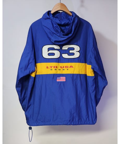 【古着】LIMITED AMERICA LTD USA SPORT NYLON HALF ZIP PULLOVER Blue/Yellow Size M