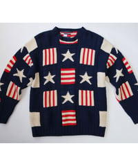 【古着】TOMMY HILFIGER KNIT SWEATER USA Navy/Red/White Size M