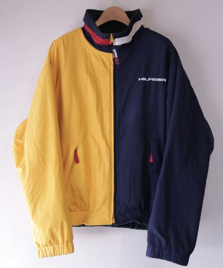【古着】TOMMY HILFIGER REVERSIBLE JACKET Yellow/Navy/Green Size XL