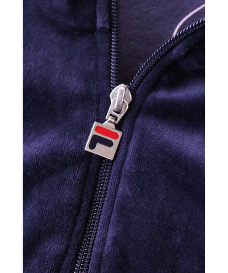 【古着】FILA VELOUR TRACK JACKET Navy/Red/White Size M