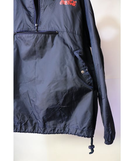 【古着】COCA-COLA NYLON PULLOVER ANORAK JACKET Navy Size L