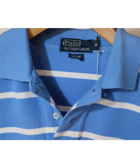 【古着】POLO RALPH LAUREN STRIPE S/S SHIRT Light Blue Size M