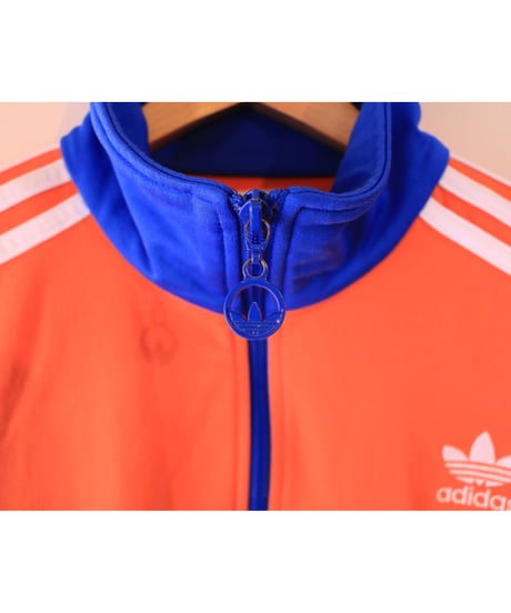 【古着】ADIDAS JERSEY TRACK TOP Orange/Blue Size L