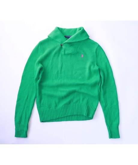 【古着】RALPH LAUREN SPORT COLLARED KNIT SWEATER Green Size L