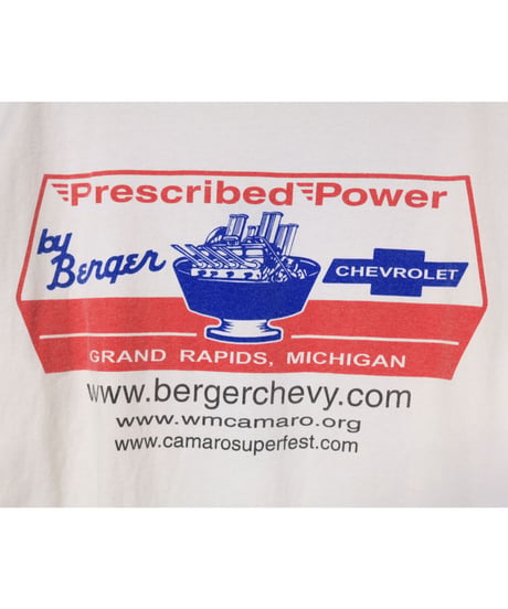 【古着】HANES BERGER CHEVY S/S TEE White Size XL