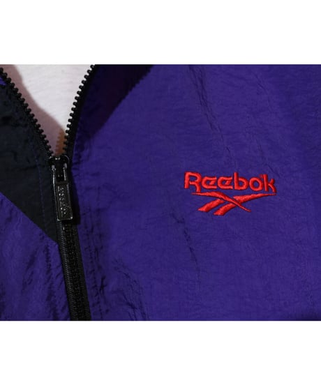 【古着】REEBOK ZIPUP NYLON JACKET Purple/Black/Red Size L