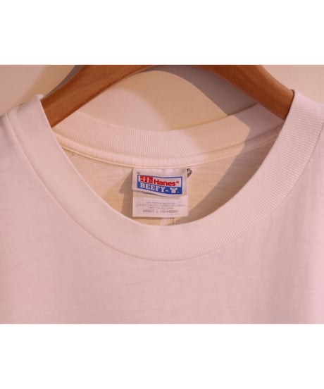 【古着】HANES LAZY FLAMINGO Tee White Size L