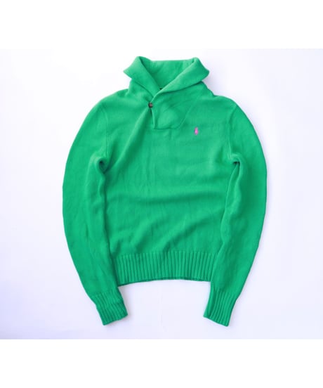 【古着】RALPH LAUREN SPORT COLLARED KNIT SWEATER Green Size L