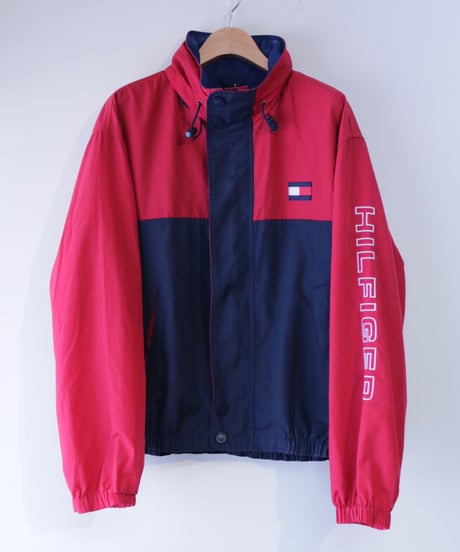 【古着】TOMMY HILFIGER NYLON JACKET Red/Navy Size L