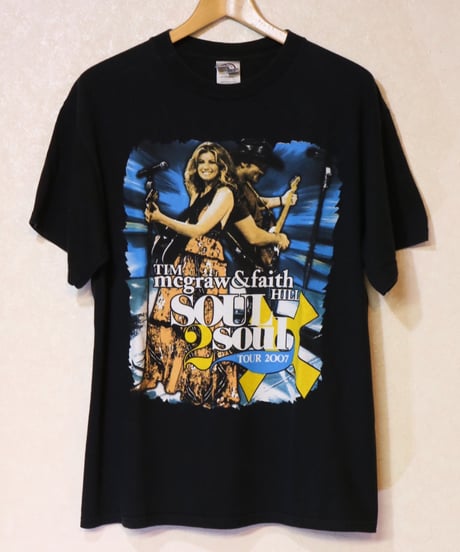 【古着】TIM MCGRAW & FAITH HILL SOUL 2 SOUL TOUR 2007 T SHIRT BLACK Size US L