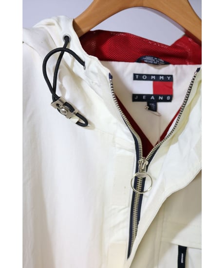 【古着】TOMMY JEANS NYLON PULLOVER ANORAK JACKET White Size XXL