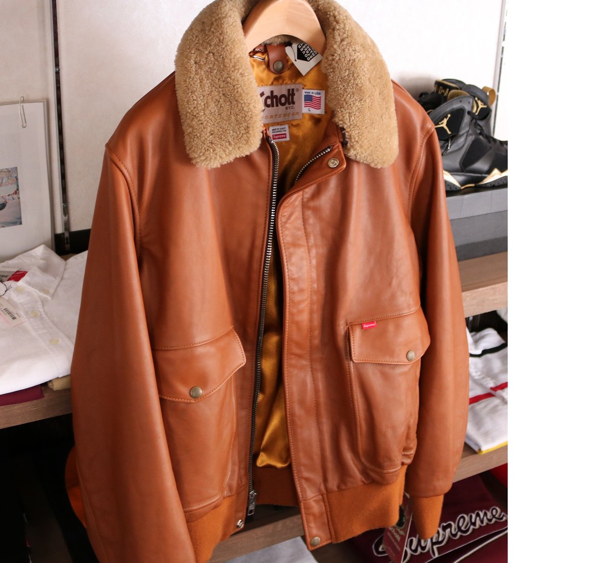 12SS Supreme×Schott A2 フライトジャケット レザー 【公式通販】