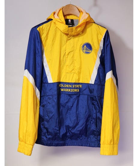 【古着】NBA GOLDEN STATE WARRIORS NYLON PULLOVER Navy/Yellow Size Youth XL