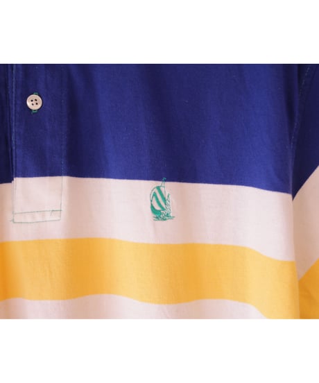 【古着】NAUTICA BORDER POLO SHIRT Green/Blue/Yellow/White Size L