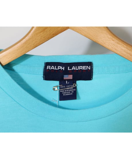 【古着】RALPH LAUREN POCKET S/S Tee Aqua Blue Size L