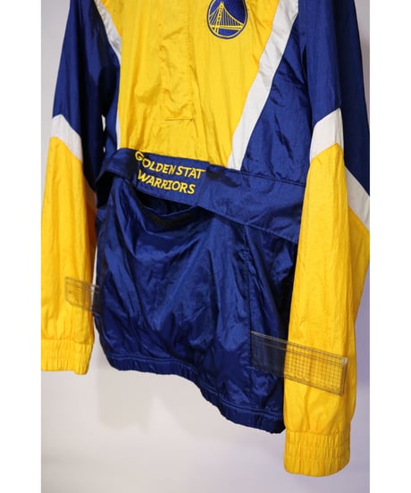 【古着】NBA GOLDEN STATE WARRIORS NYLON PULLOVER Navy/Yellow Size Youth XL