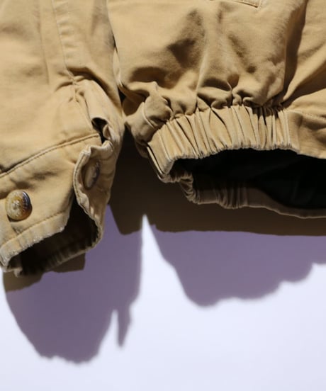 【古着】NAUTICA FLIGHT JACKET LEATHER COLLAR Beige/Green Size M