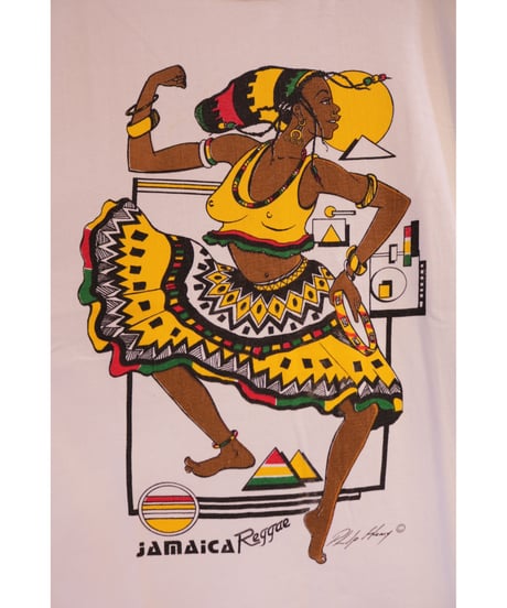 【古着】JAMAICA REGGAE RASTA GIRL T White