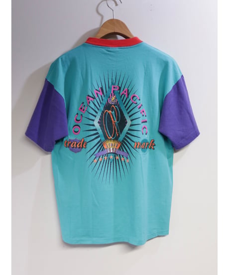 【古着】OCEAN PACIFIC 1992 T Mint/Purple/Orange Size L