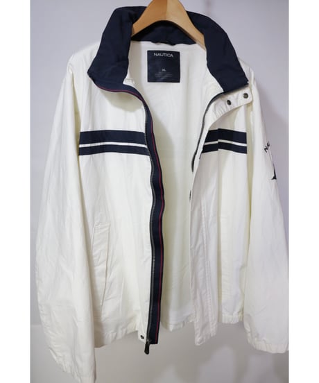【古着】NAUTICA NYLON JACKET White/Navy Size XL