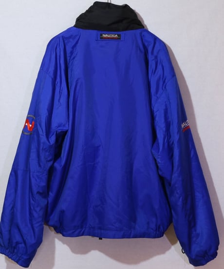【古着】NAUTICA DOWN FLEECE REVERSIBLE JACKET Blue/Yellow/Grey Size XL