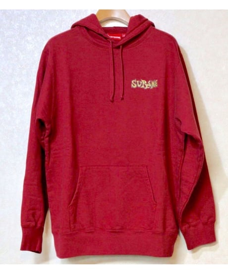 SUPREME  シュプリーム　プリント　プルパーカー　 CARDINAL赤　ワインレッド　LARGE   Lサイズ　FW18SW57