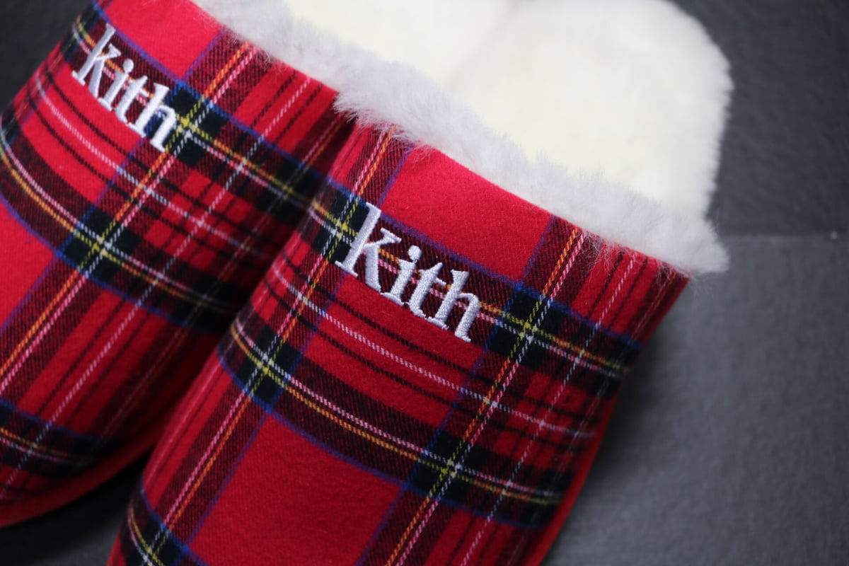 KITH FLANNEL SHERPA SLIPPER Red Multi Size 43 (