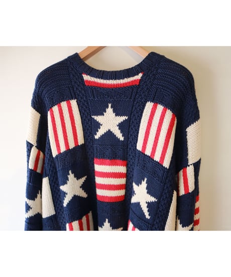 【古着】TOMMY HILFIGER KNIT SWEATER USA Navy/Red/White Size M
