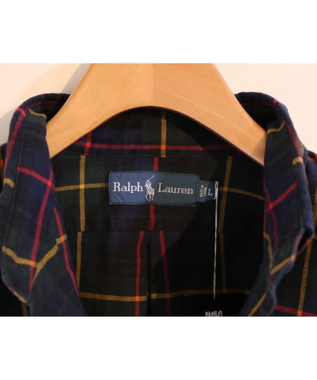 【古着】POLO RALPH LAUREN CHECK BD SHIRTS タータンチェック Navy Size L