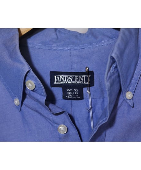 【古着】LANDS’ END BMW LOGO BUTTON DOWN SHIRT Sky Blue Size Regular