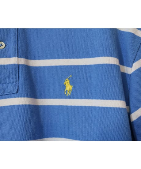 【古着】POLO RALPH LAUREN STRIPE S/S SHIRT Light Blue Size M