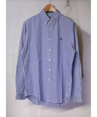 【古着】RALPH  LAUREN L/S STRIPE BUTTOM DOWN SHIRT Blue/White Size L