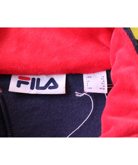 【古着】FILA VELOUR TRACK JACKET Navy/Red/White Size M