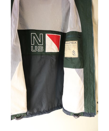 【古着】NAUTICA NYLON JACKET Green/Navy Size L
