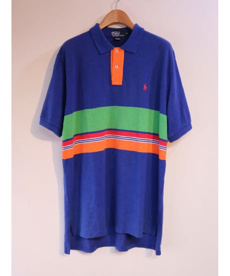 【古着】POLO RALPH LAUREN POLO SHIRT Blue/Green/Orange Size XL