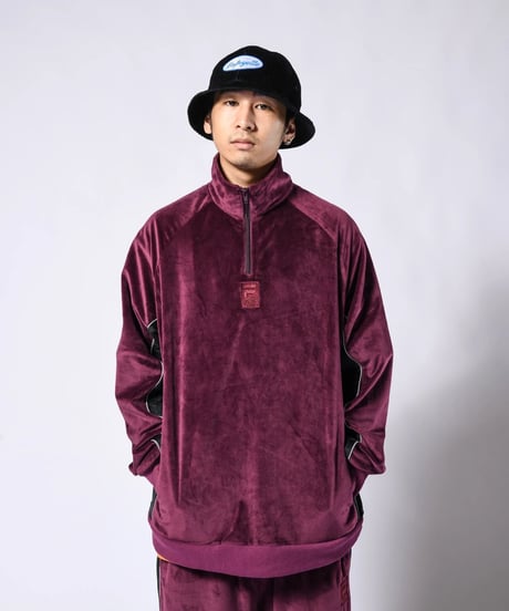 FILA × LFYT VELOUR HALF ZIP PULLOVER BURGUNDY Size XL