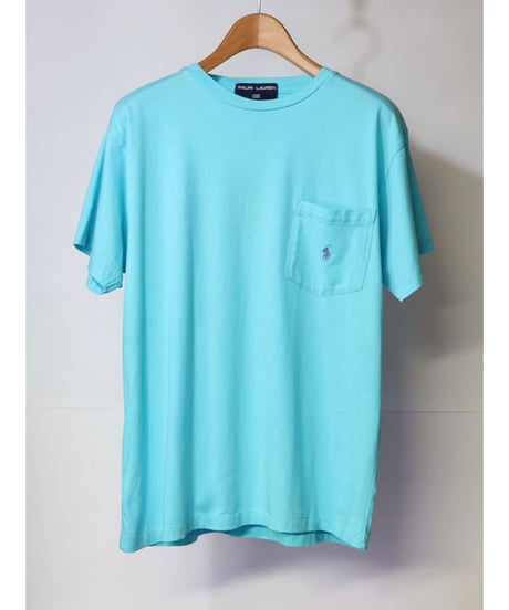 【古着】RALPH LAUREN POCKET S/S Tee Aqua Blue Size L